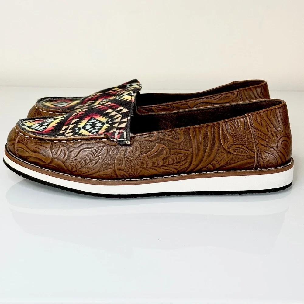 Myra Bag Moc Toe Leather + Canvas Shoes 9 Western - Picture 4 of 9